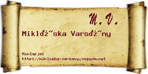 Miklóska Varsány névjegykártya
